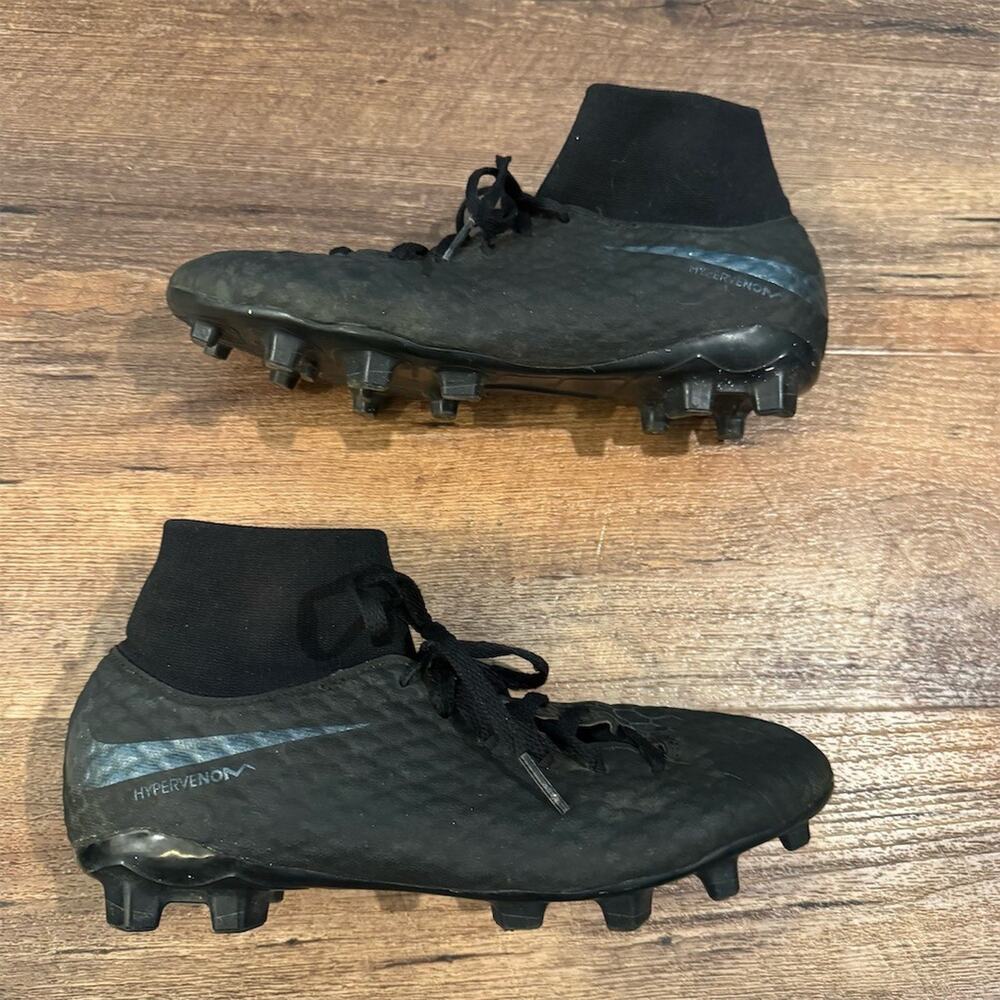 Nike Hypervenom Phantom 3 Academy DF FG Soccer Cleats Black Youth US 6Y ah-7287